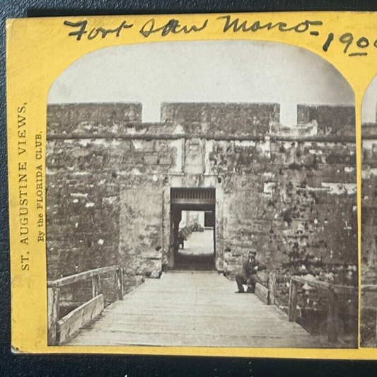 Vintage Stereoview Card: “Fort San Marco, Augustine Florida “ 3.5x7in