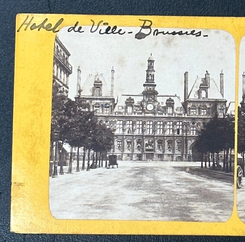 Vintage Stereoview Card: “Hotel De Ville, Brussels Belgium “ 3.5x7in