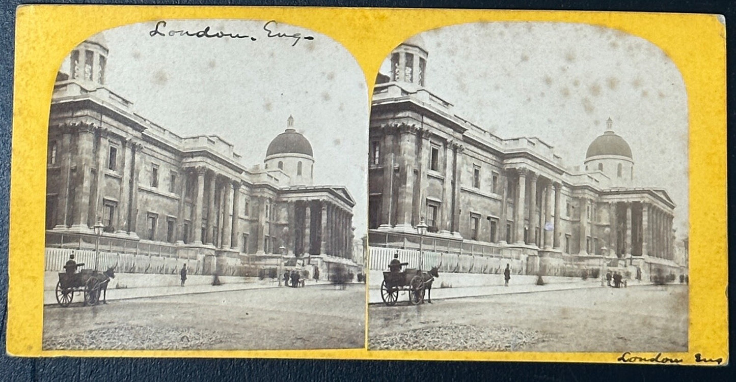 Vintage Stereoview Card: National Portrait Gallery in Trafalgar Square London