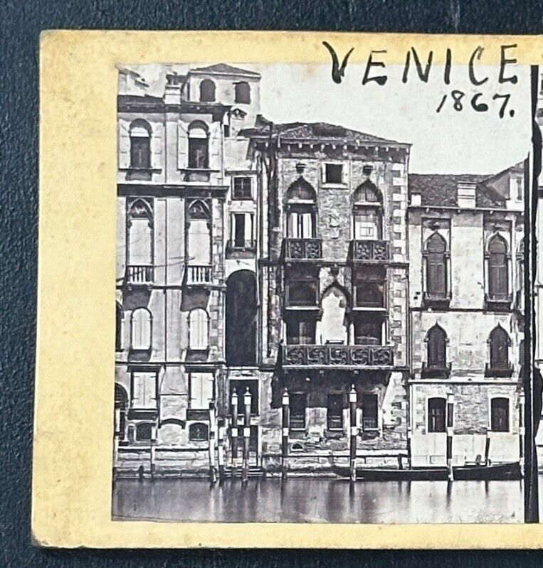 Vintage Stereoview Card: “Venice 1867 “ 3.5x7in