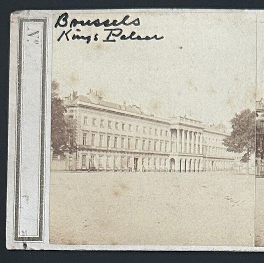 Vintage StereoView Card Kings Palace Brussels Belgium 3.5x7in Stereoscope Photo