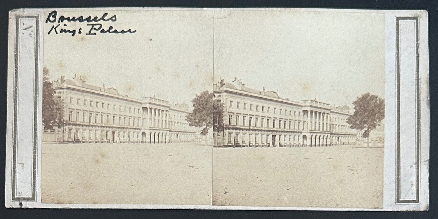 Vintage StereoView Card Kings Palace Brussels Belgium 3.5x7in Stereoscope Photo