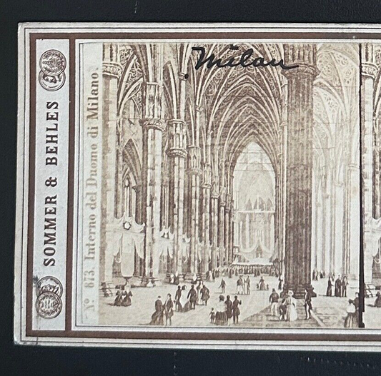 Vintage StereoView Card: Milan Italy “Interno del Duomo di Milano “ 3.5x7in