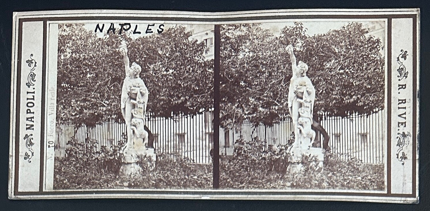 Vintage Naples Italy Stereo View Card 3.5x7 - Collectible Stereoview Photo for