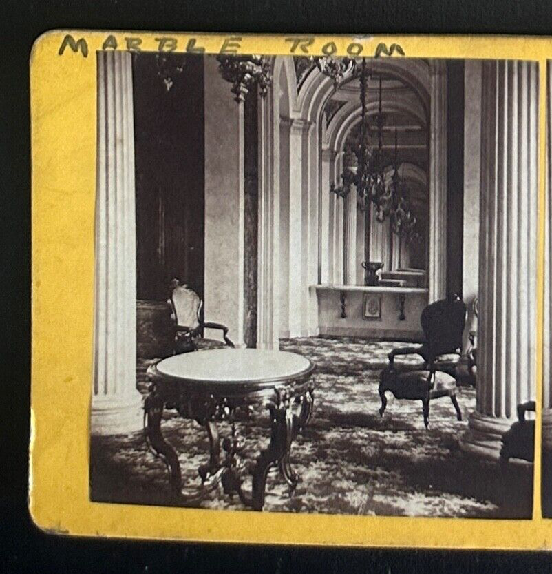 Vintage Stereo View Card Marble Room US Capitol Washington DC 3.5x7in 3D Photo