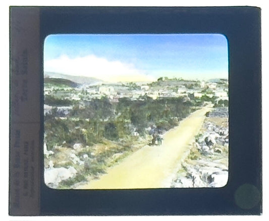 VINTAGE LANTERN SLIDE "Terre Sainte" 3.25X4IN