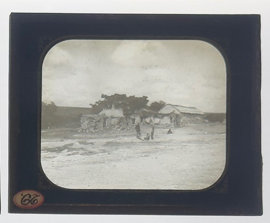 Vintage Lantern Slide - Crumbling Shack on a Dirt Road, 3.25x4 in Glass Photo,