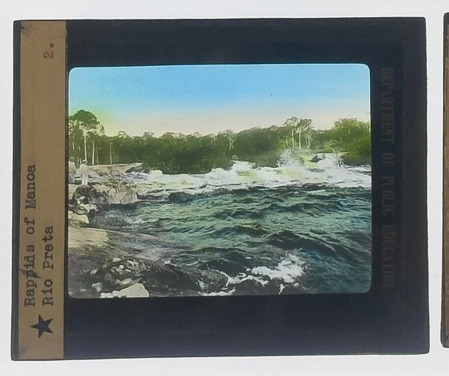 Vintage Lantern Slide: Rapids of Manoa, Rio Preta - 3.25 x 4 in Travel Photo for