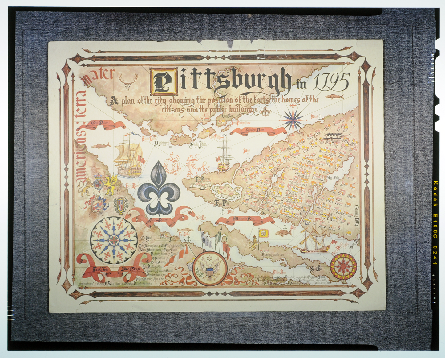 8x10 REPRINT of Map of Pittsburgh in 1795 with Forts, Houses, Public Buildings