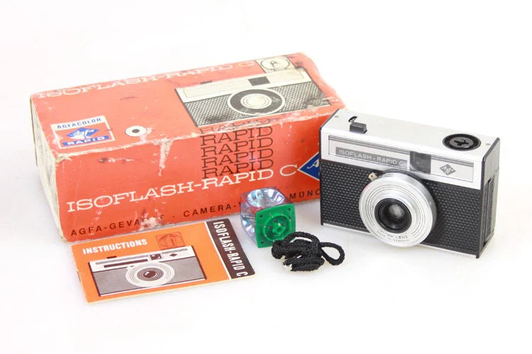 Art Deco Film Camera w/ Flashbulb Flash Instructions & Box