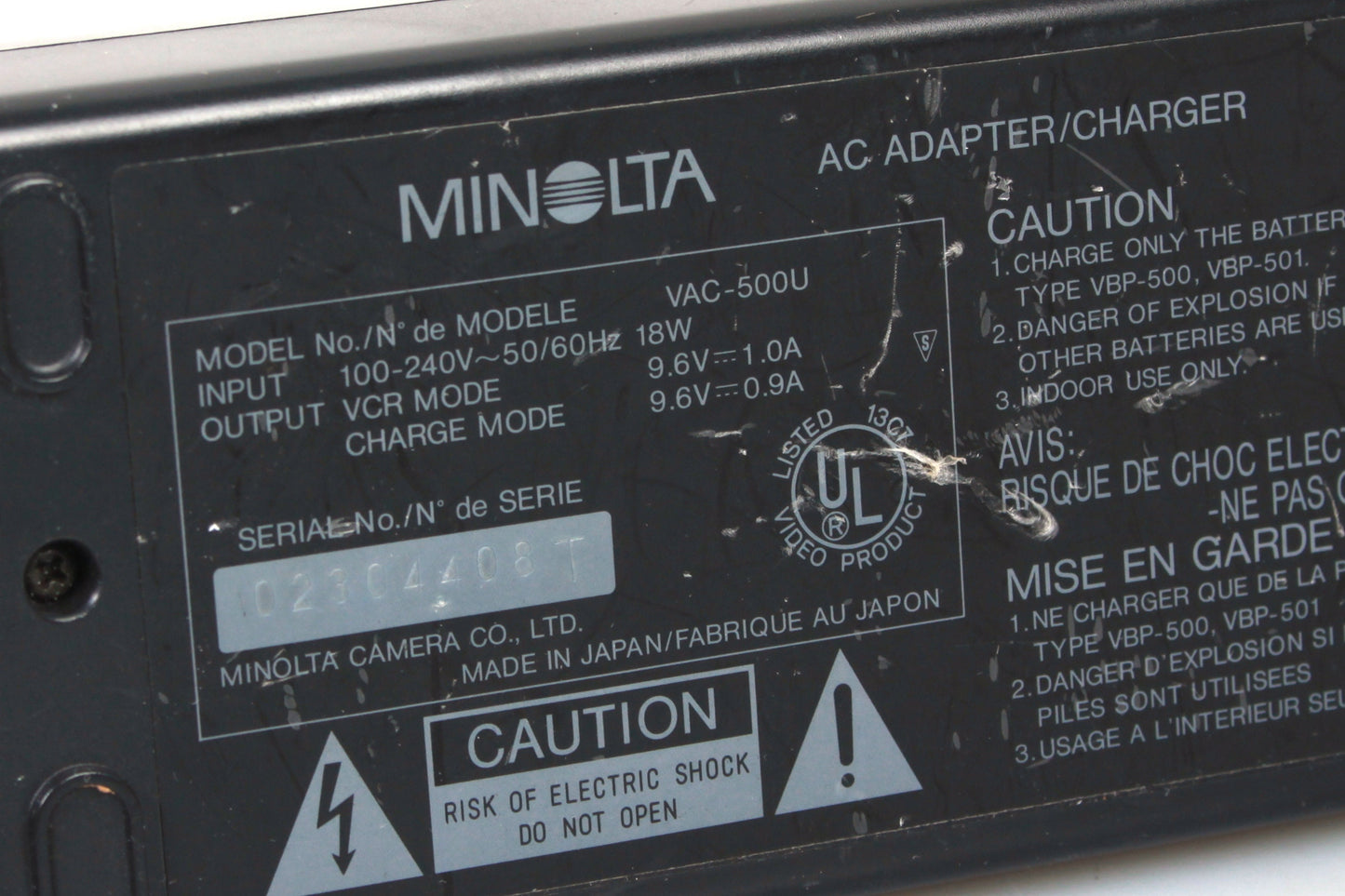 Minolta VAC-500U AC Adapter Battery Charger OEM