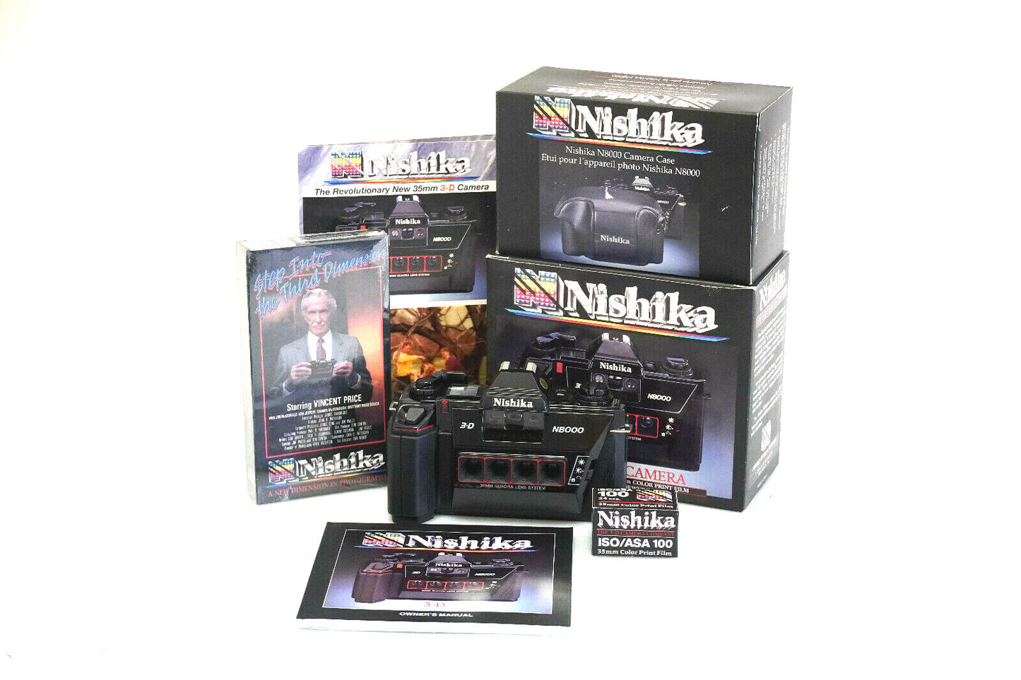 NISHIKA N8000 3D 35MM FILM CAMERA IN BOX WITH ACESORIES