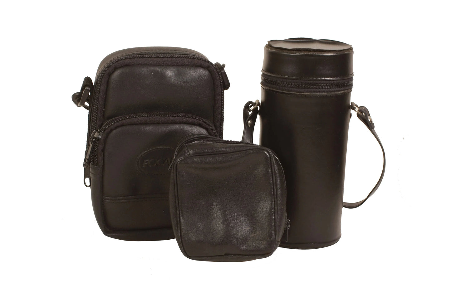 Vintage Leather Camera And Lens Cases Set Of 3