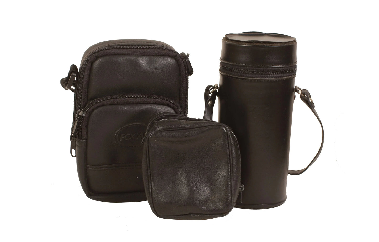 Vintage Leather Camera And Lens Cases Set Of 3