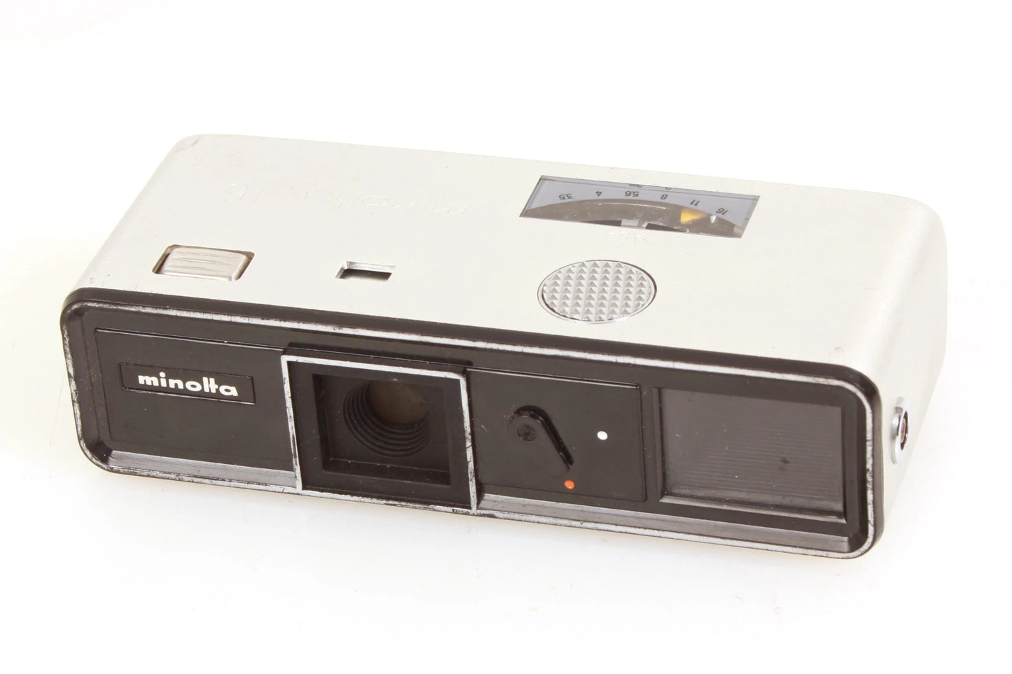 Minolta-16 Model P Subminiature 110 Film Spy Camera w/ Case, Flash, Strap, Box
