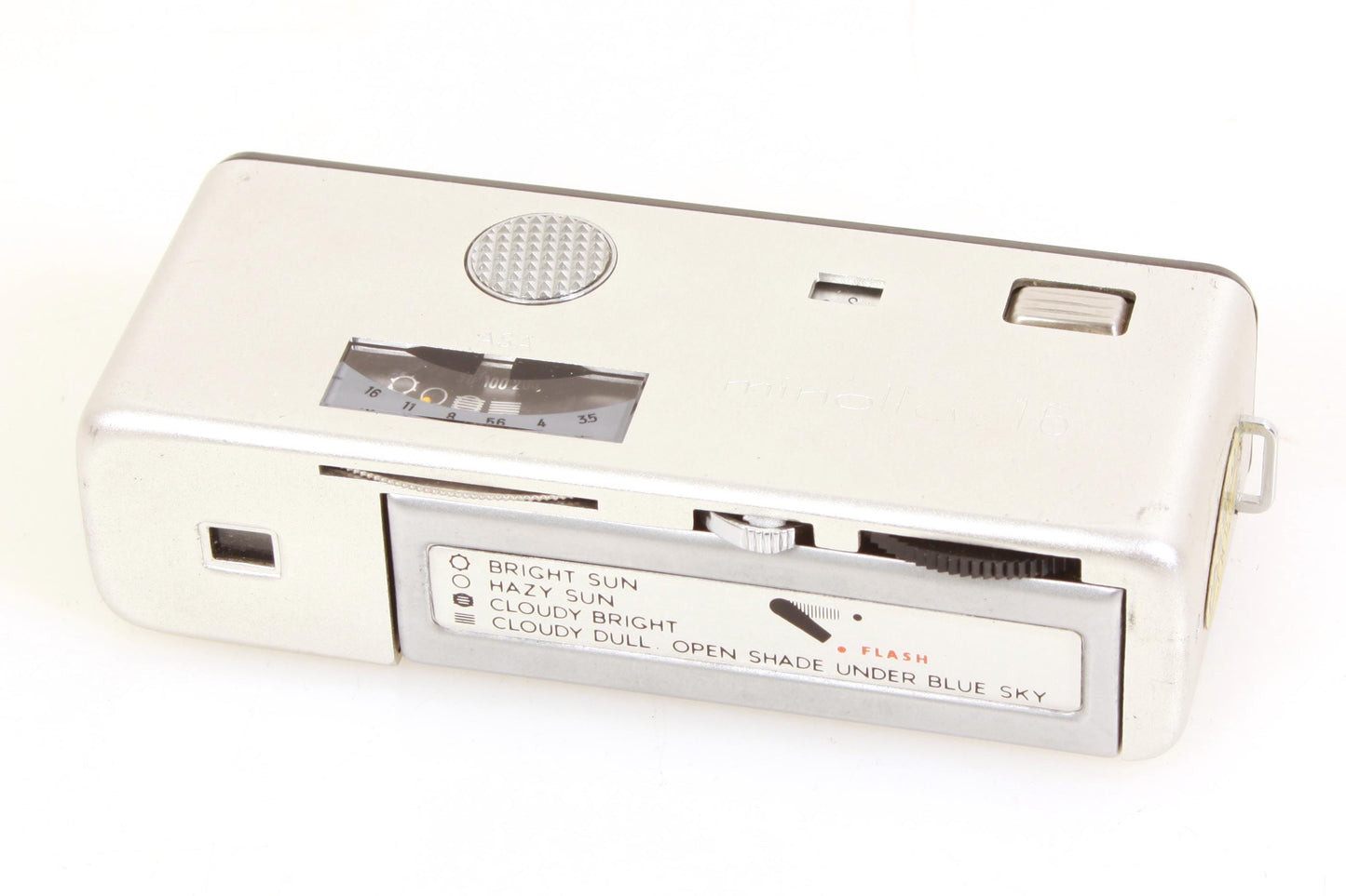 Minolta-16 Model P Subminiature 110 Film Spy Camera w/ Case, Flash, Strap, Box