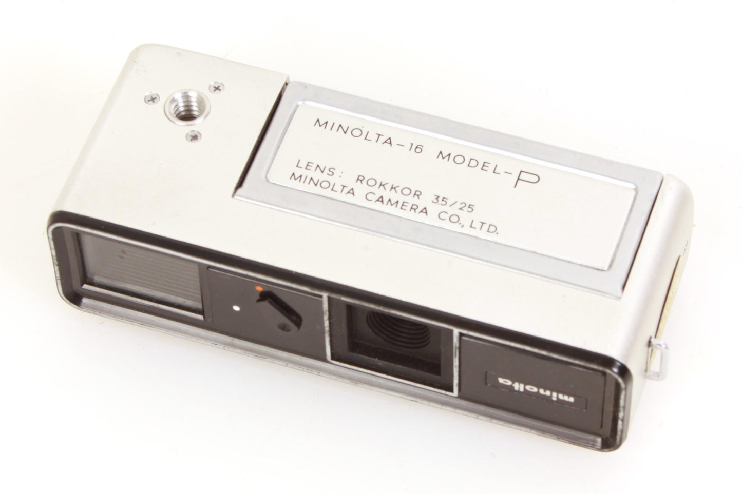 Minolta-16 Model P Subminiature 110 Film Spy Camera w/ Case, Flash, Strap, Box