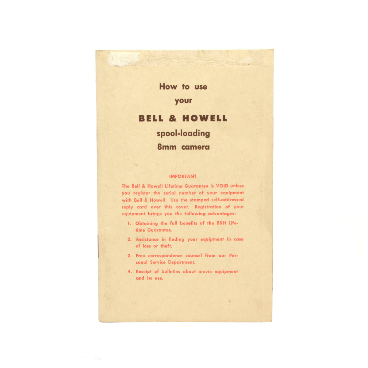 Bell & Howell 8mmm Camera Spool-Loading How-To Guide Physical Copy