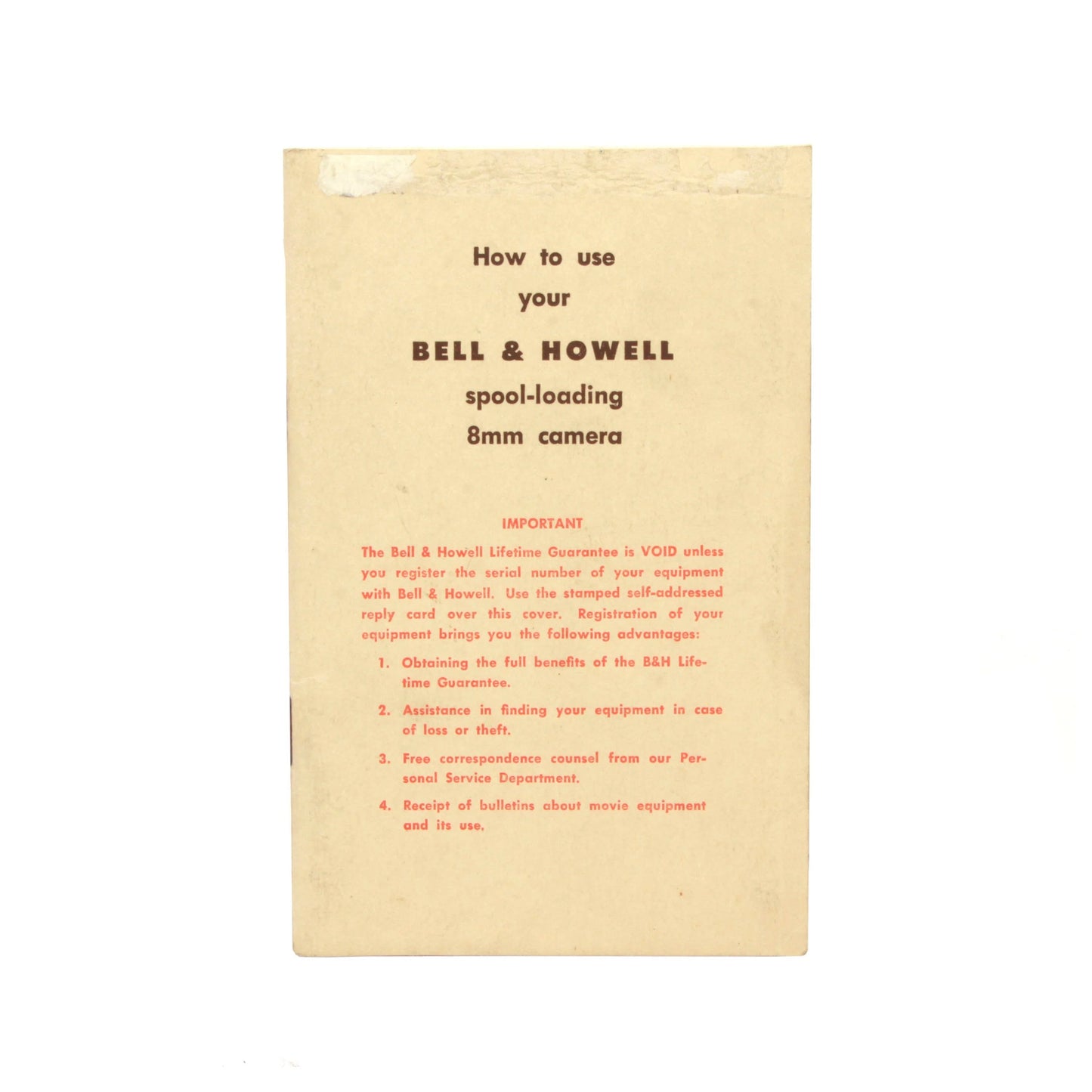 Bell & Howell 8mmm Camera Spool-Loading How-To Guide Physical Copy