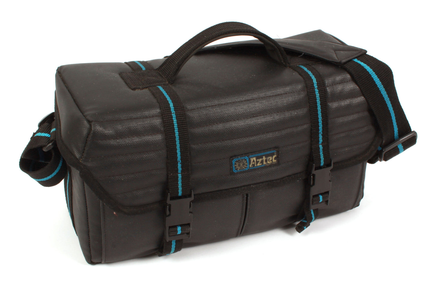 Vintage Large Camera Bag - Black w/ Blue Stripe