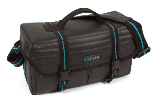 Vintage Large Camera Bag - Black w/ Blue Stripe