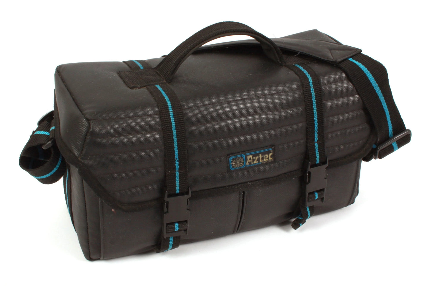Vintage Large Camera Bag - Black w/ Blue Stripe