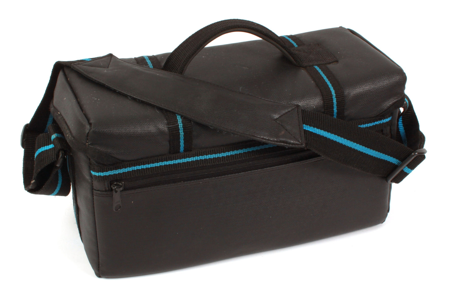 Vintage Large Camera Bag - Black w/ Blue Stripe