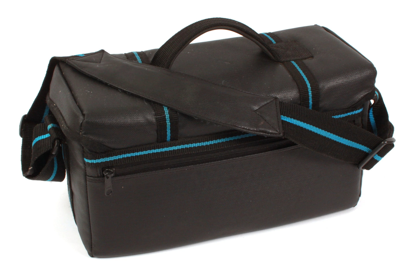 Vintage Large Camera Bag - Black w/ Blue Stripe