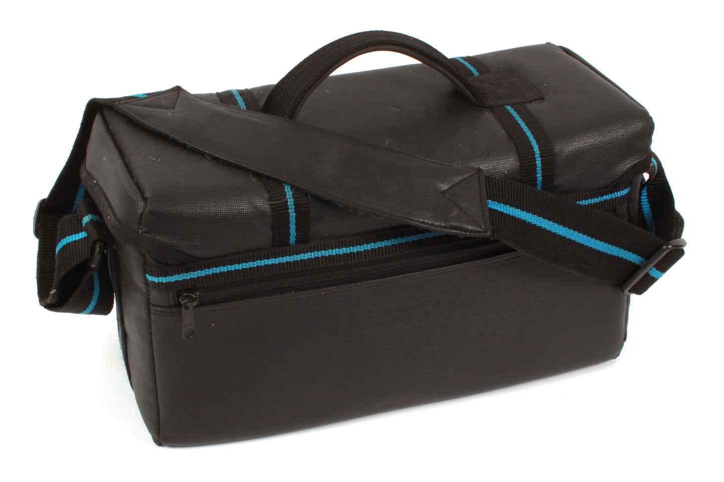 Vintage Large Camera Bag - Black w/ Blue Stripe