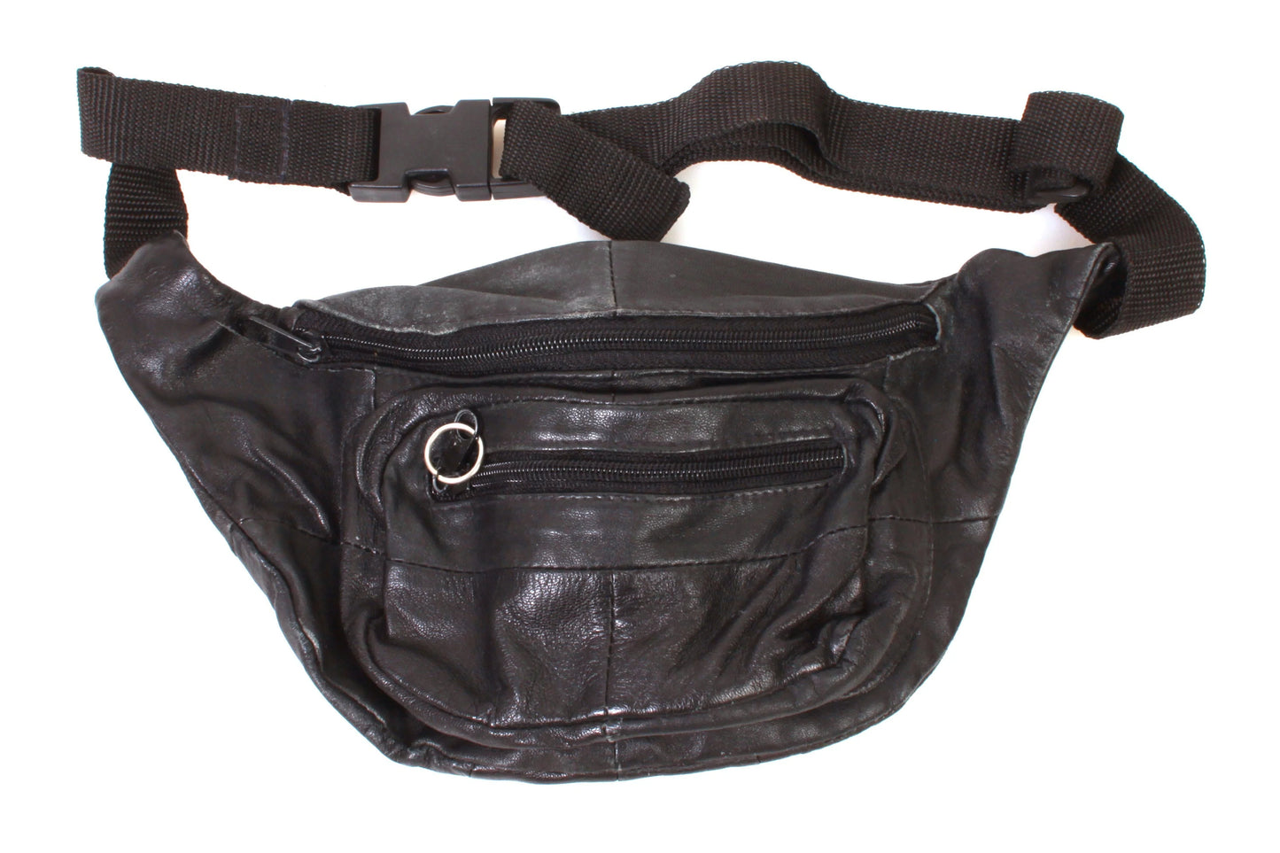 Fanny Pack Pouch Soft Black Leather Vintage 1970s