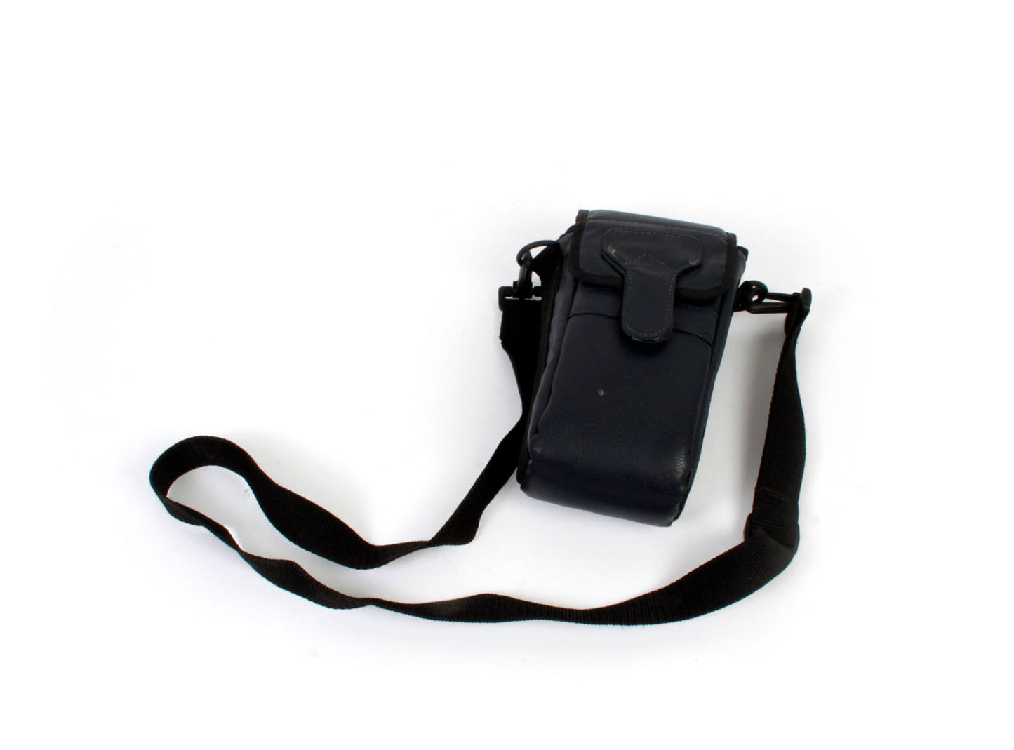 Vintage Dark Blue Leather Camera Case w/ Shoulder Strap