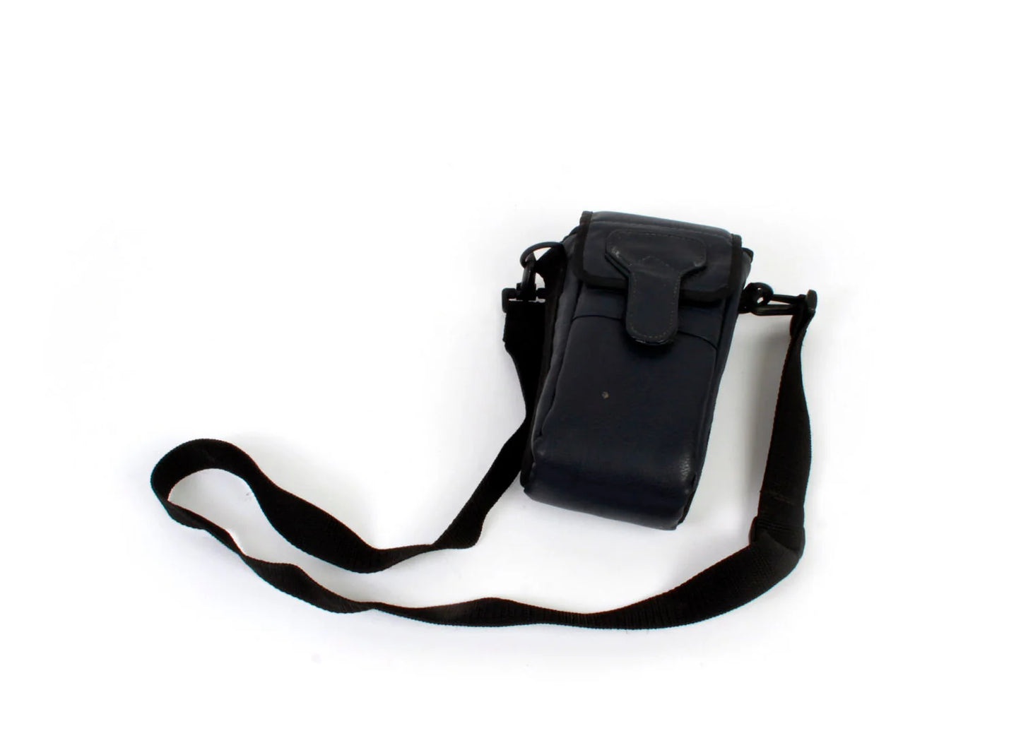 Vintage Dark Blue Leather Camera Case w/ Shoulder Strap