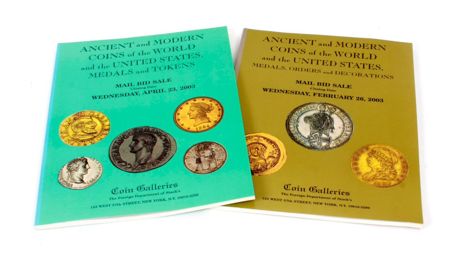 Stacks Auction Catalog 2003 Ancient & Modern Coins Medals And Tokens Set of 2