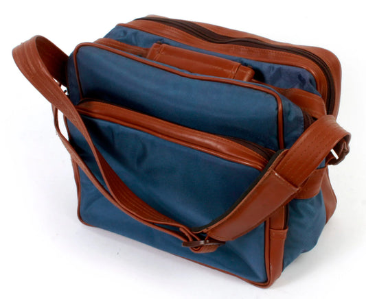 Vintage Camera Bag Blue/Brown w/ Strap