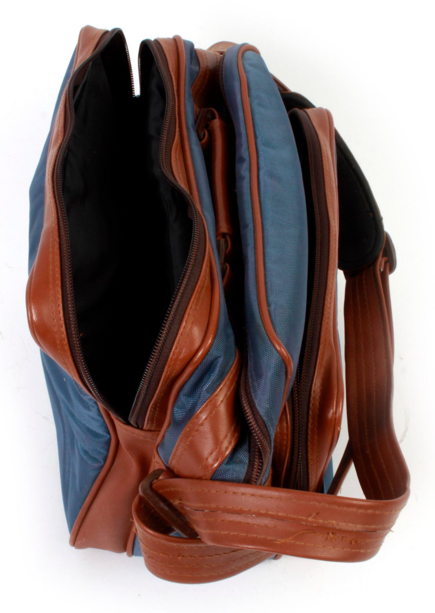 Vintage Camera Bag Blue/Brown w/ Strap