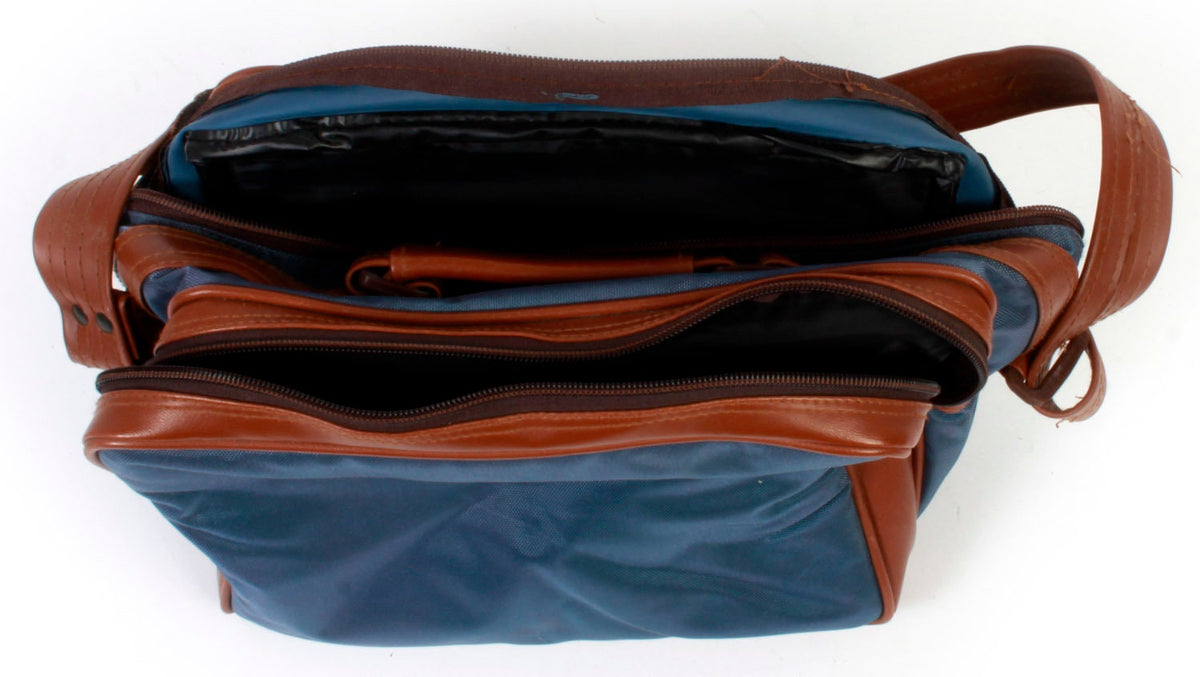 Vintage Camera Bag Blue/Brown w/ Strap