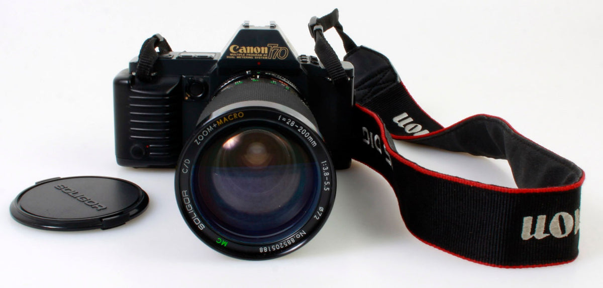 Canon T70 Film Camera w/ 28-200mm Lens w/ Strap