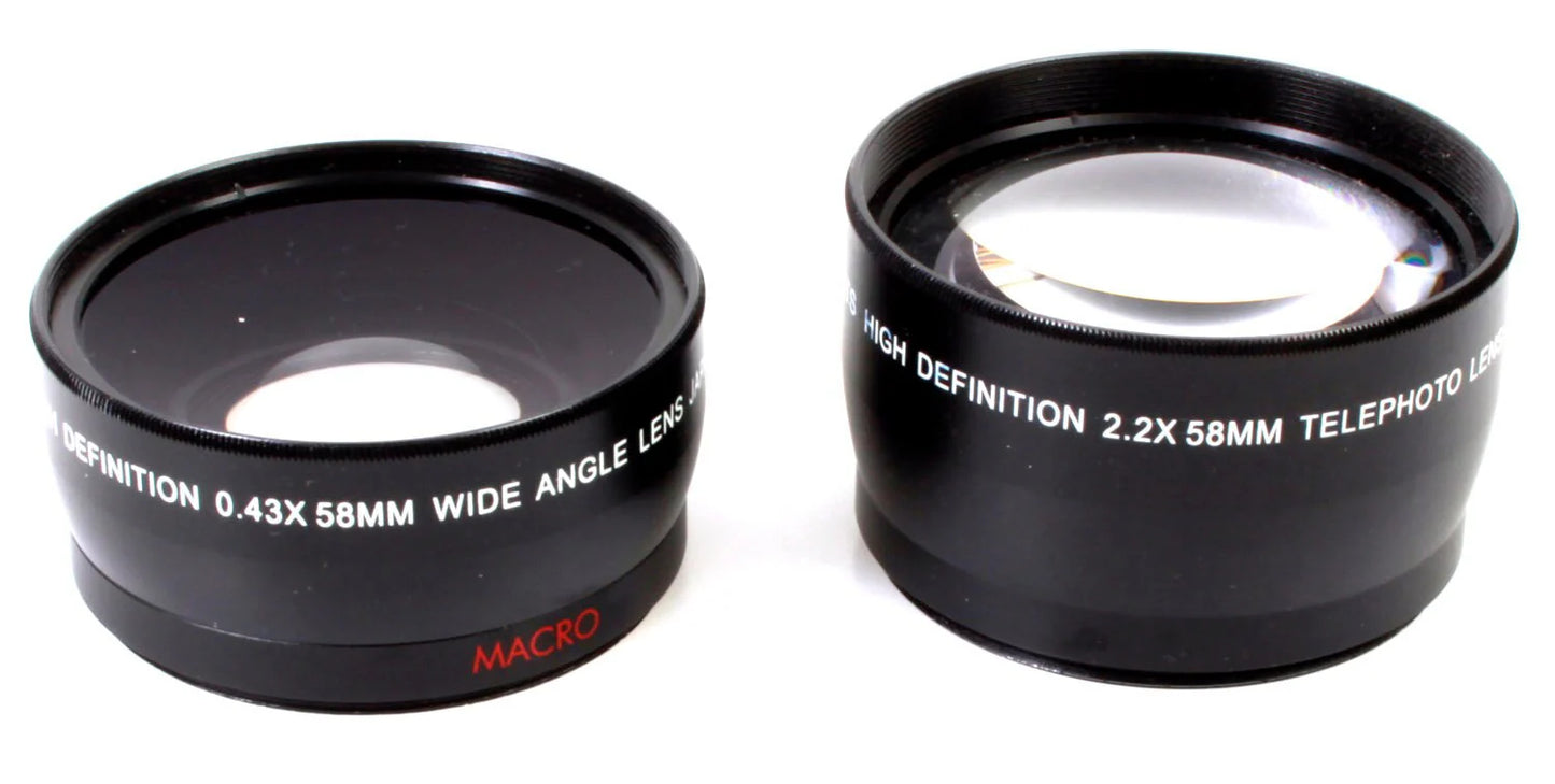 58mm Wide Angle (Macro) & Telephoto Lens Set of 2