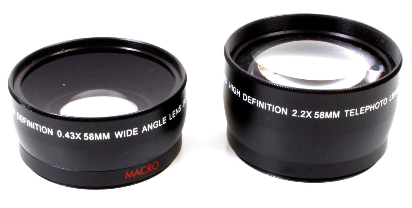 58mm Wide Angle (Macro) & Telephoto Lens Set of 2