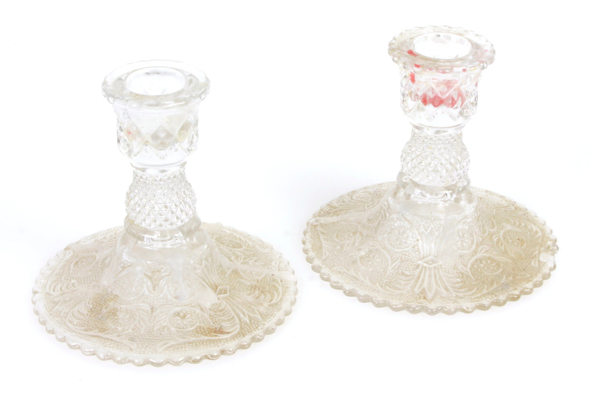 Glass Candle Holders - Set of 2