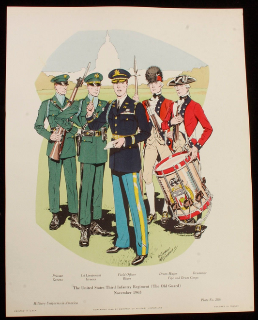 The US Third Infantry Regiment Old Guard Nov 1963 Illustration 11x14