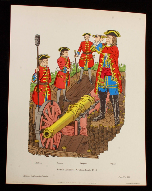 British Artillery Newfoundland 1711 Illustration 11x14
