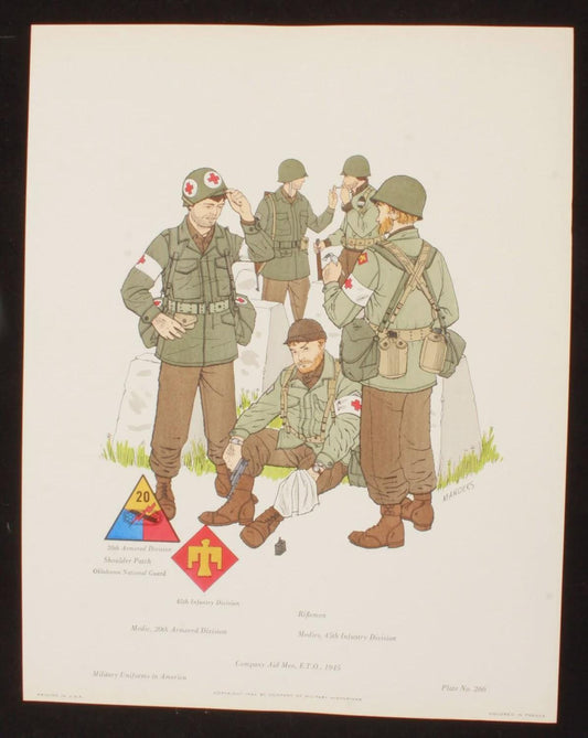 Company Aid Men E.t.o. 1945 Illustration 11x14