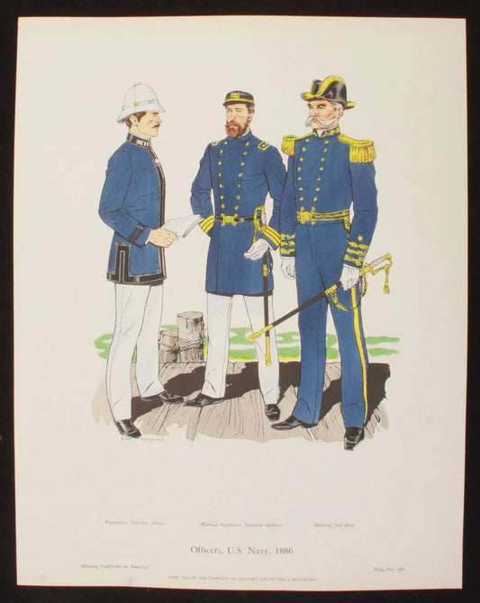 Officers Us Navy 1886 Illustration 11x14