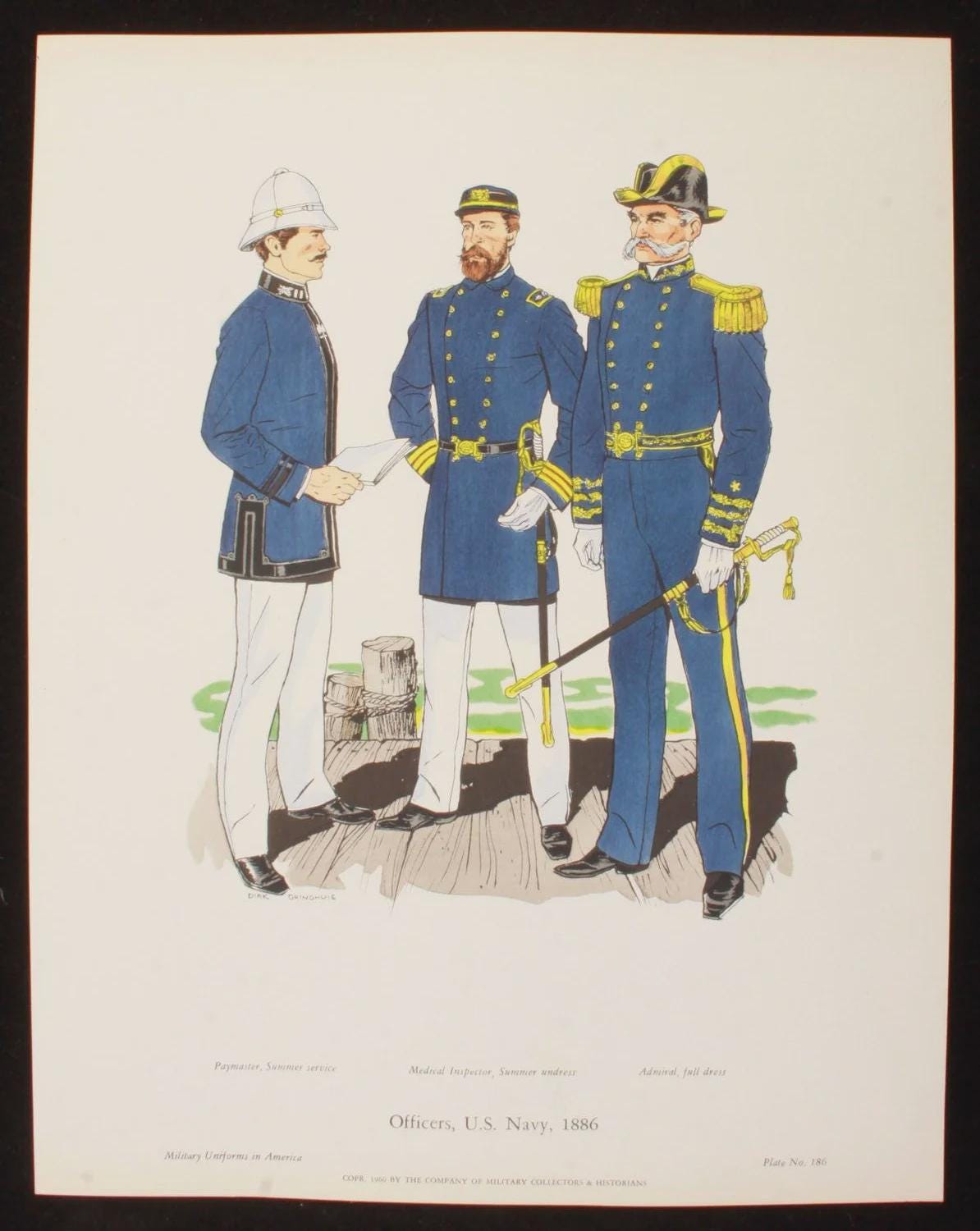 Officers Us Navy 1886 Illustration 11x14