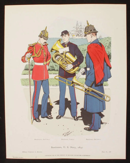 Bandsmen U.S Navy 1897 Illustration 11x14