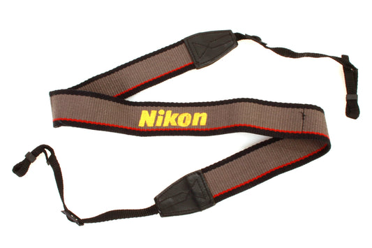 Nikon Strap Vintage - Gray w Red & Black Stripe