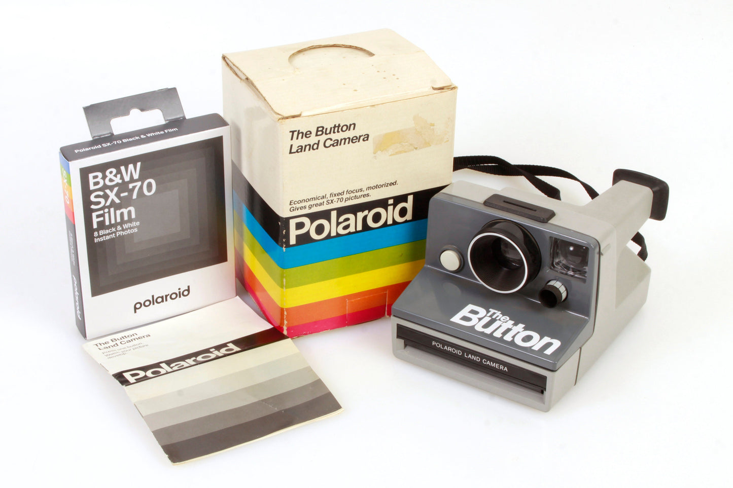 Polaroid "The Button" Land Camera with Box & B+W Film