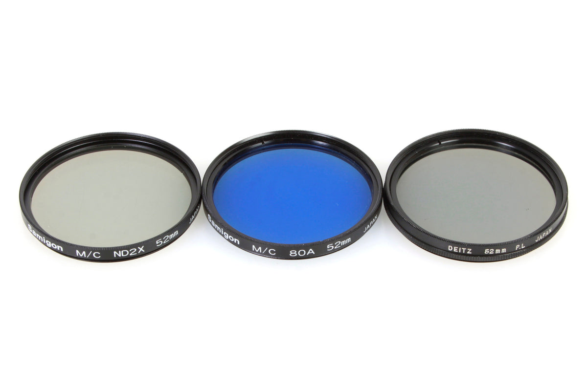 52mm Filters (3) ND 2X, Blue, Polarizer