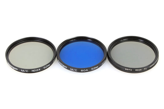 52mm Filters (3) ND 2X, Blue, Polarizer